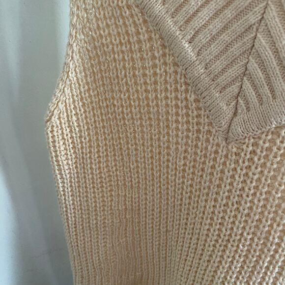 Vintage Ramie Cotton Sweater Vest Neutral V Neck Cropped XS - Picture 14 of 17